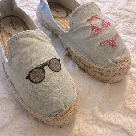 Soludos Light Chambray Embroidered Sunglasses and Bikini Espadrilles Size 9 - Picture 3 of 10